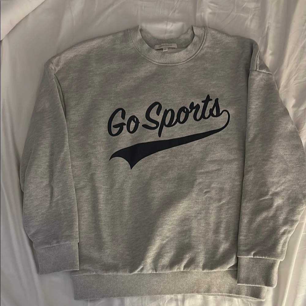 Favorite Daughter Gray Crew Neck Sweatshirt Go Sports